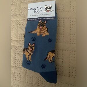 Happy Tails Socks German Shepherd Blue And Brown One Size Fits Most. New